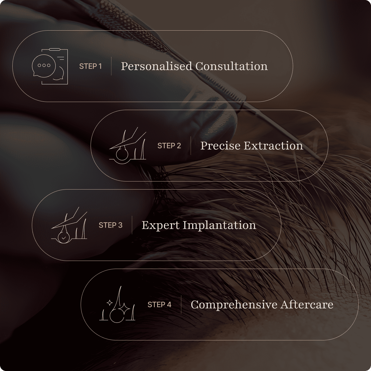 The steps of the FUE procedure with Electivio